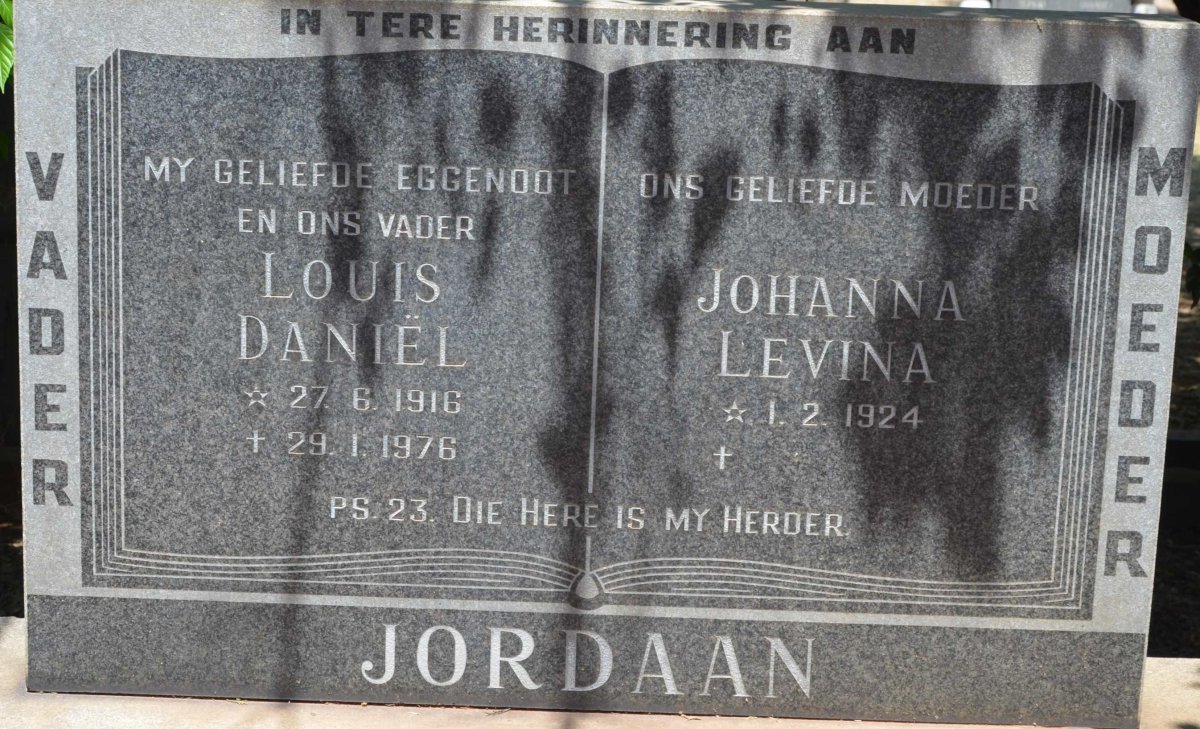 JORDAAN Louis Daniël 1916-1976 &amp; Johanna Levina 1924-