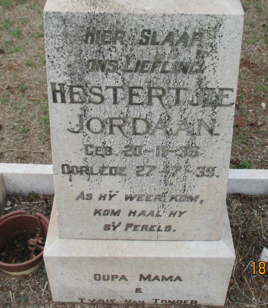 JORDAAN Hestertjie 1936-1939