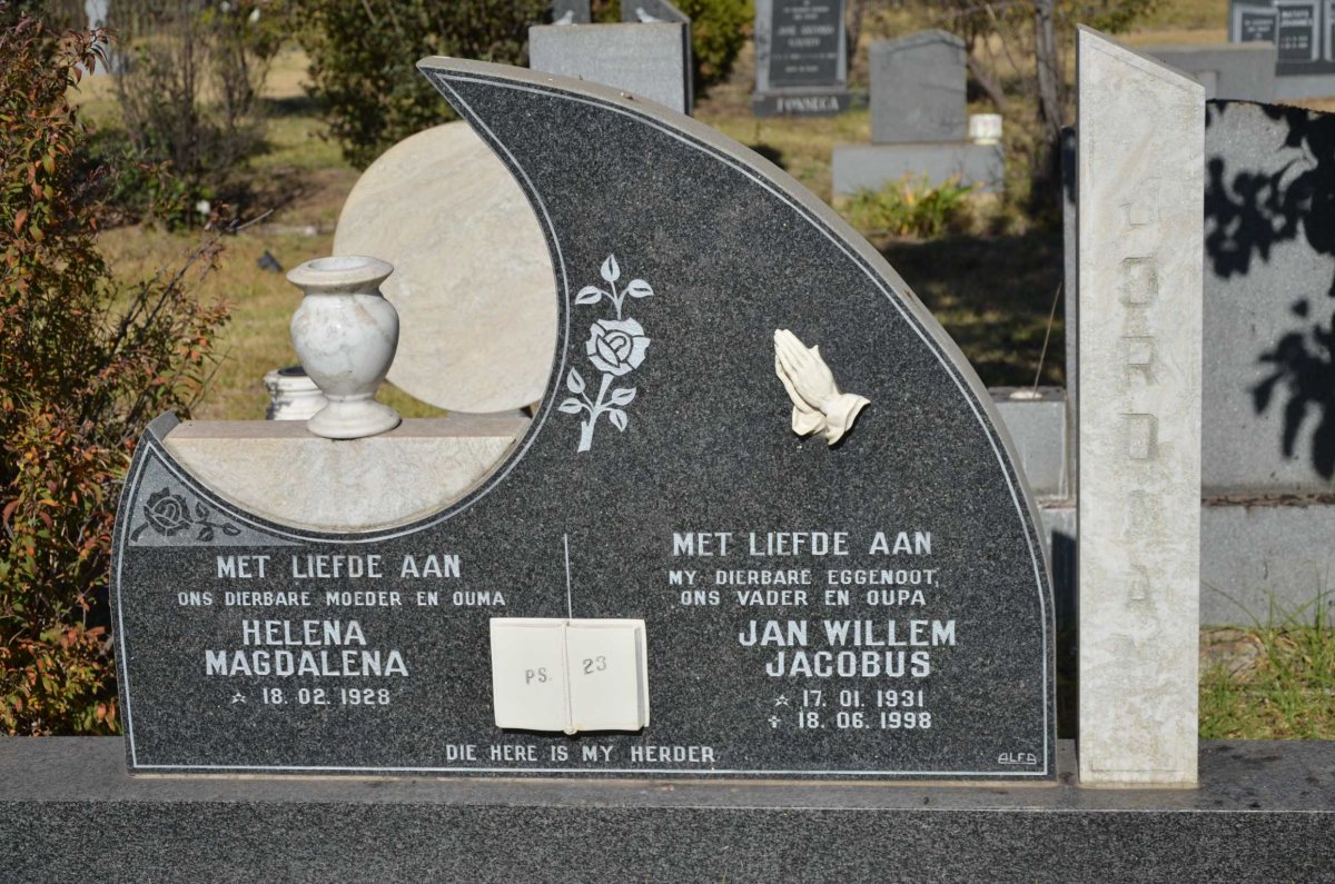JORDAAN Jan Willem Jacobus 1931-1998 &amp; Helena Magdalena 1928-