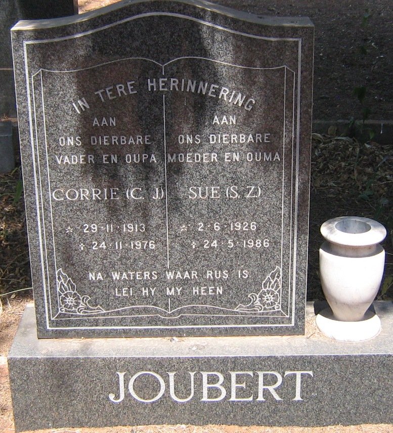JOUBERT C.J. 1913-1976 &amp; S.Z. 1926-1986