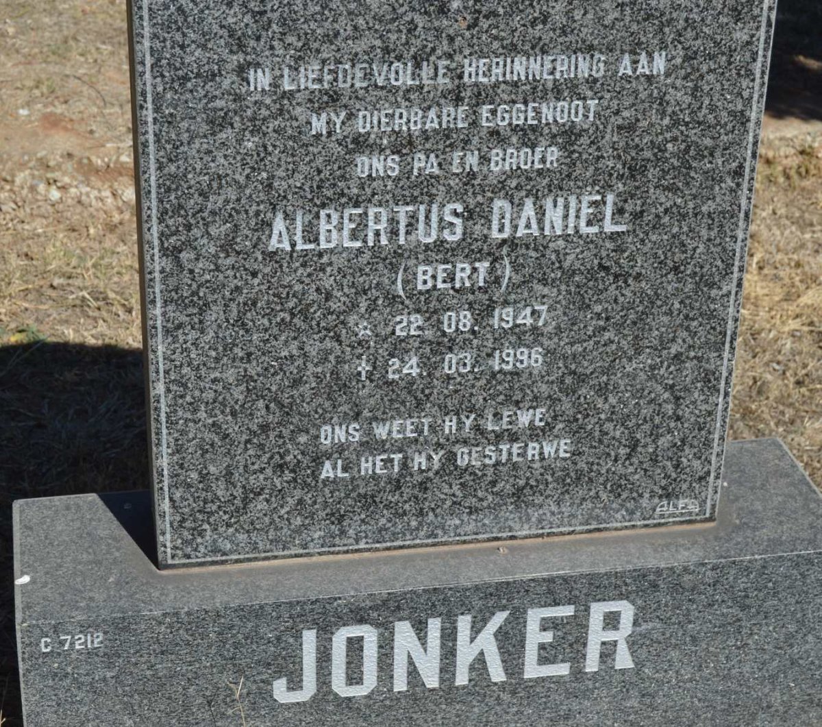 JONKER Albertus Daniël 1947-1996