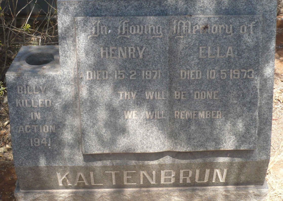 KALTENBRUN Henry -1971 &amp; Ella -1973 :: KALTENBRUN Billy -1941