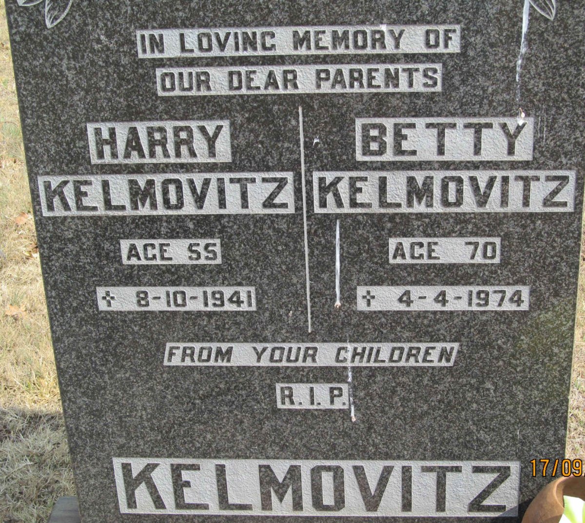 KELMOVITZ Harry -1941 &amp; Betty -1974