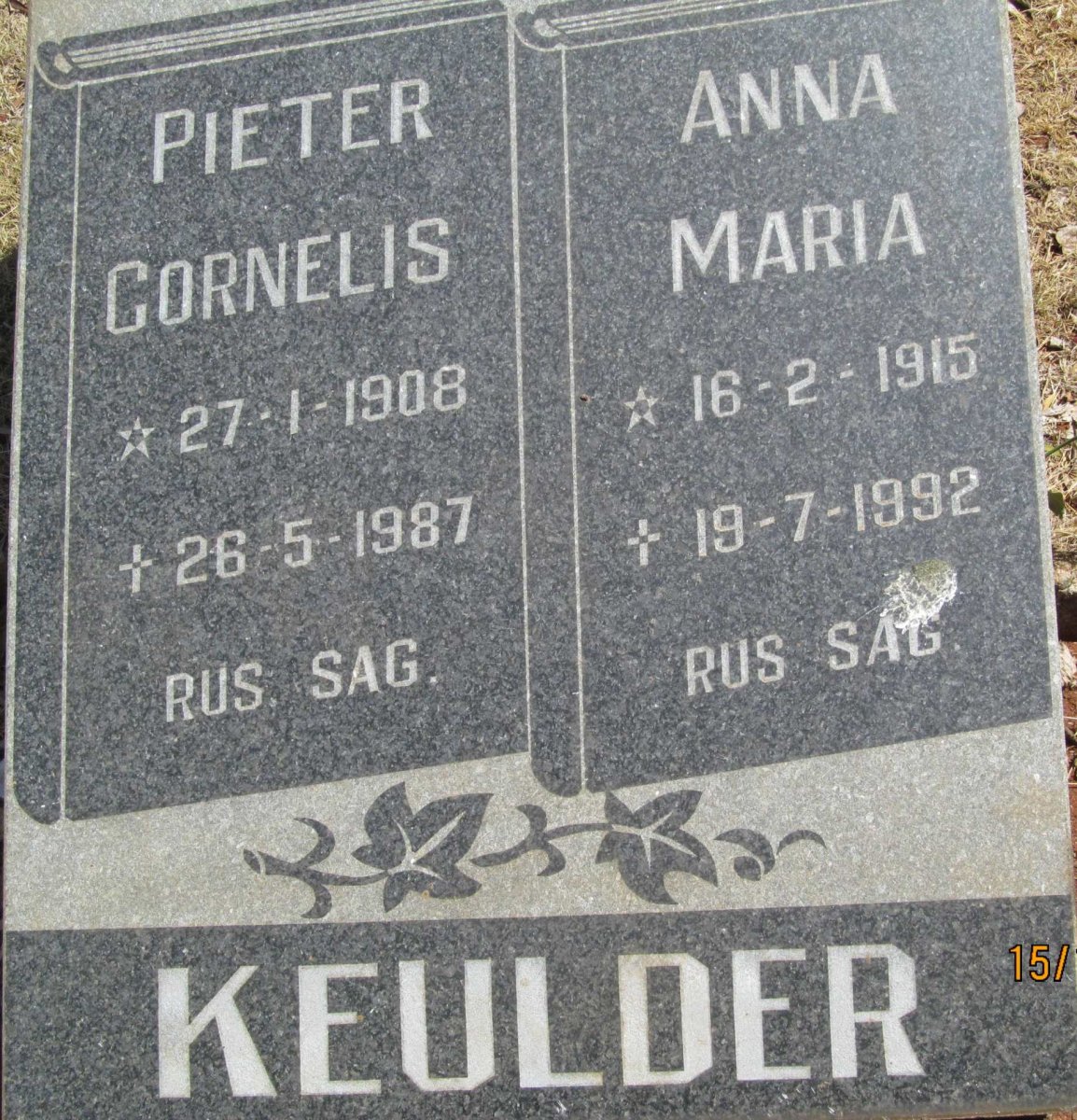 KEULDER Pieter Cornelis 1908-1987 &amp; Anna Maria 1915-1992