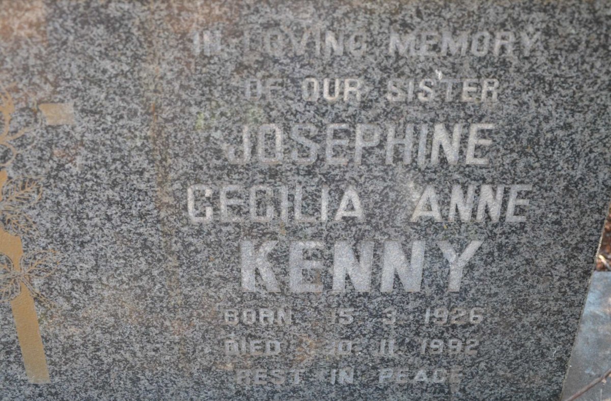 KENNY Josephine Cecilia Anne 1926-1992