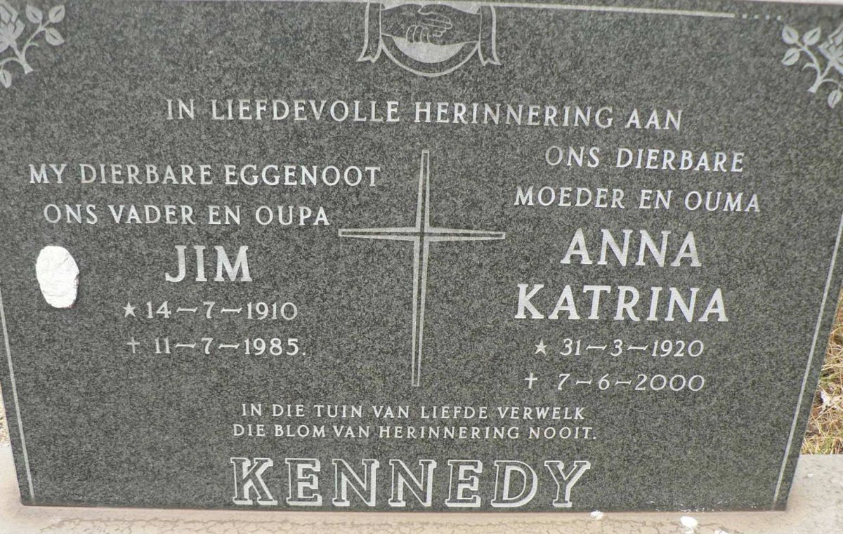 KENNEDY Jim 1910-1985 &amp; Anna Katrina 1920-2000