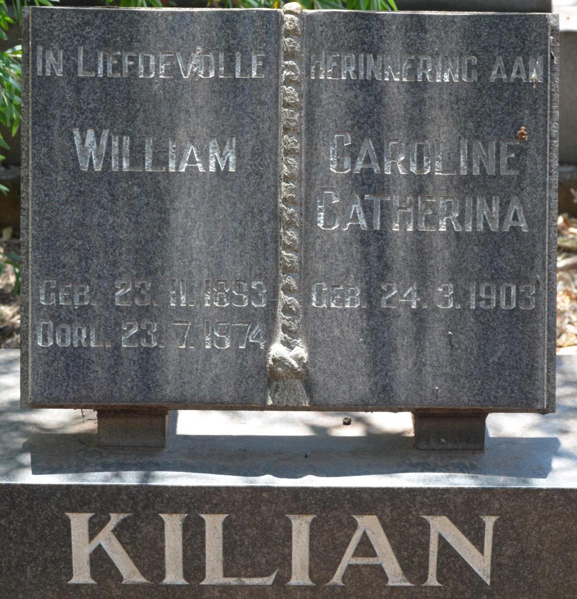 KILIAN William 1893-1974 &amp; Caroline Catherina 1903-