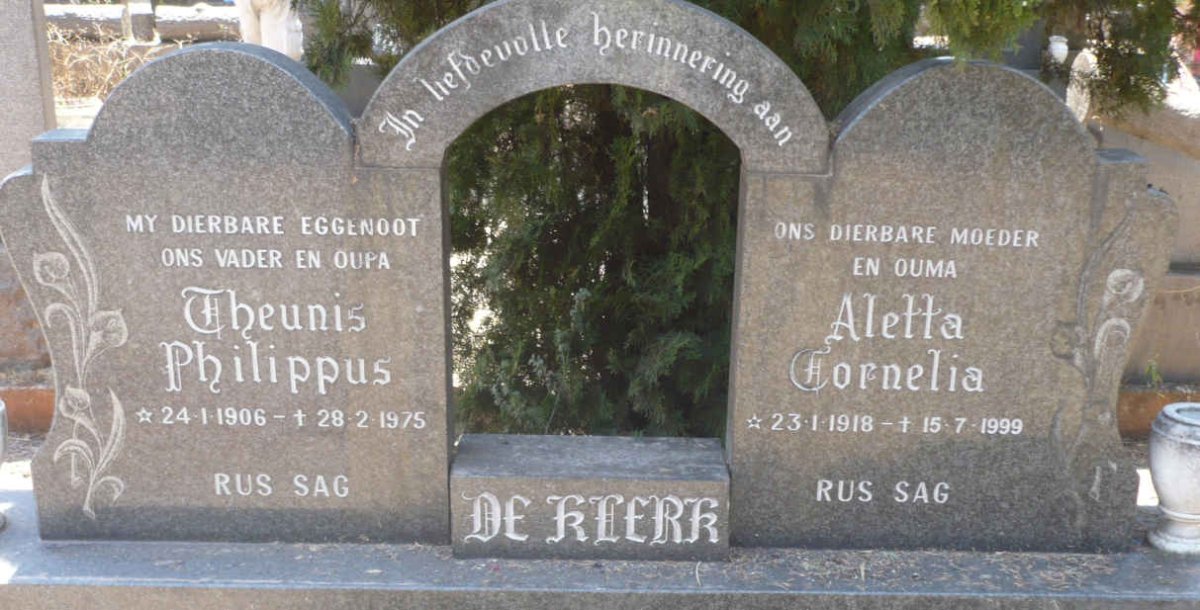 KLERK Theunis Philippus, de 1906-1975 &amp; Aletta Cornelia 1918-1999