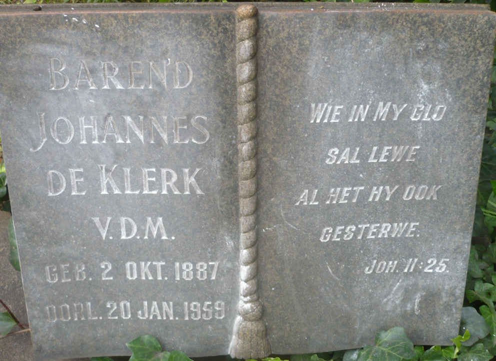 KLERK Barend Johannes, de 1887-1959