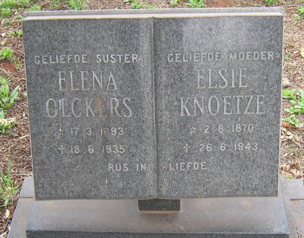 KNOETZE Elsie 1870-1943 :: OLCKERS Elena 1893-1935 
