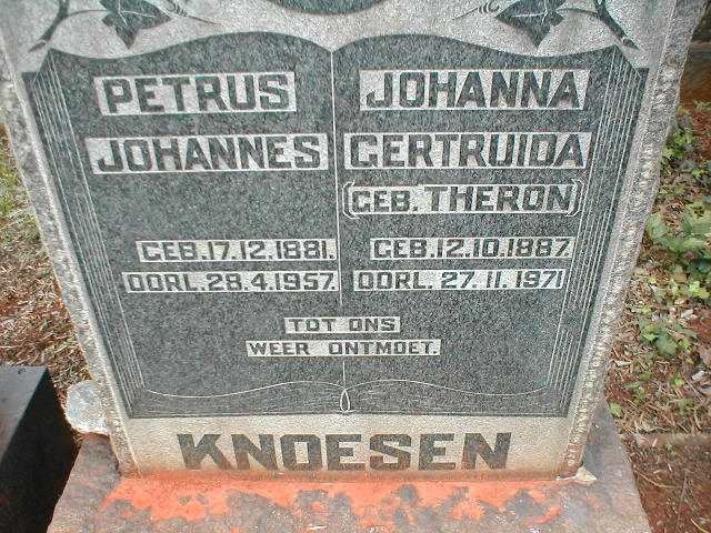 KNOESEN Petrus Johannes 1881-1957 &amp; Johanna Gertruida THERON 1887-1971