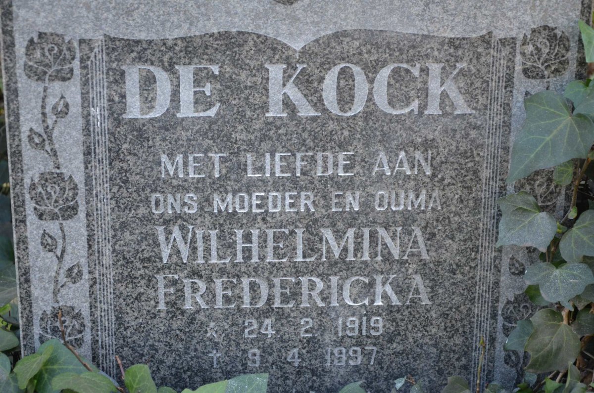 KOCK Wilhelmina Fredericka, de 1919-1997