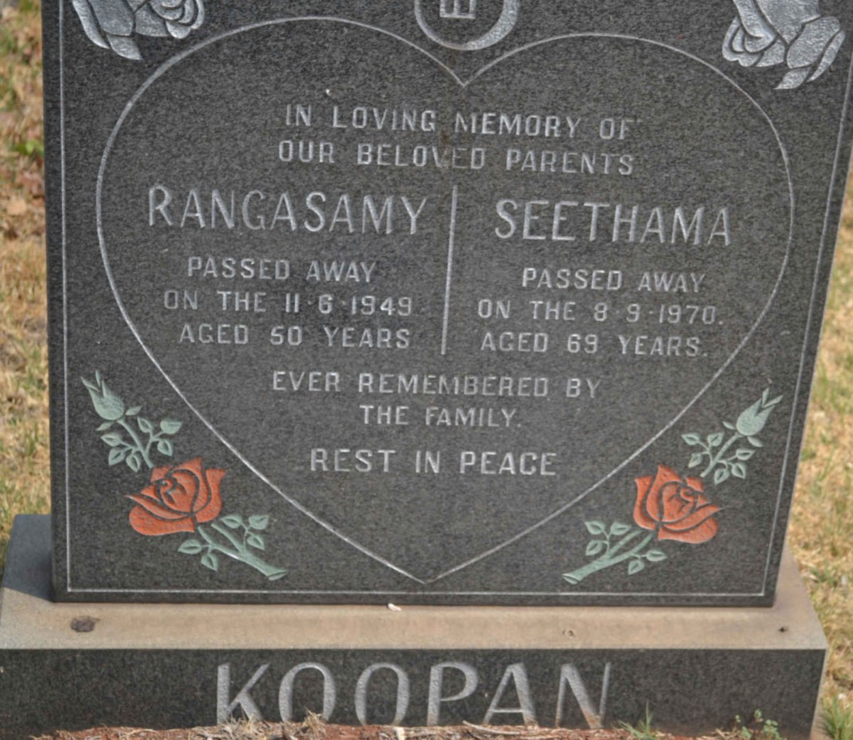 KOOPAN Rangasamy -1949 &amp; Seethama -1970