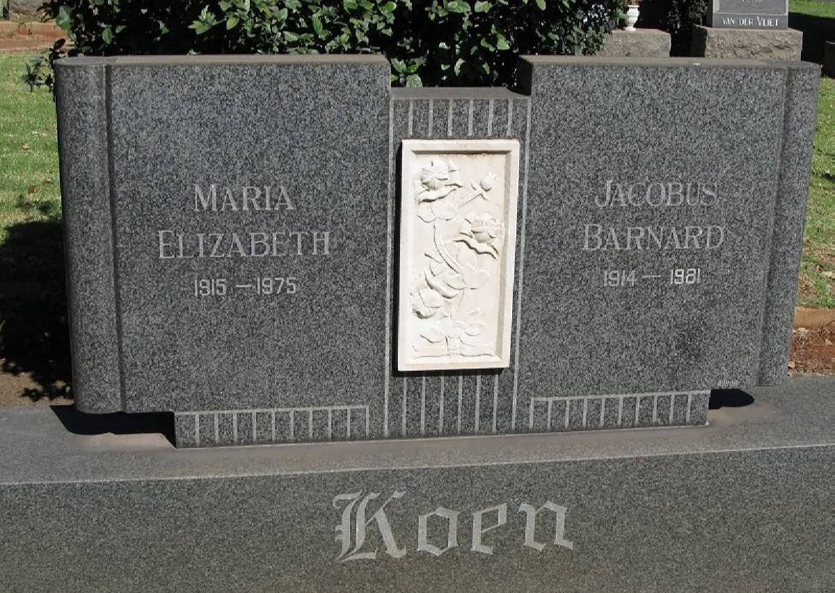KOEN Jacobus Barnard 1914-1981 &amp; Maria Elizabeth 1915-1975