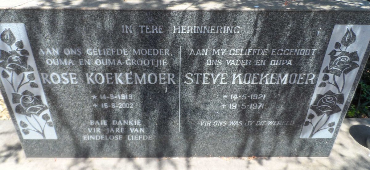 KOEKEMOER Steve 1921-1971 &amp; 1919-2002