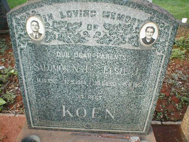 KOEN Salomon N.J. 1902-1964 &amp; Elsie J. 1910-1958