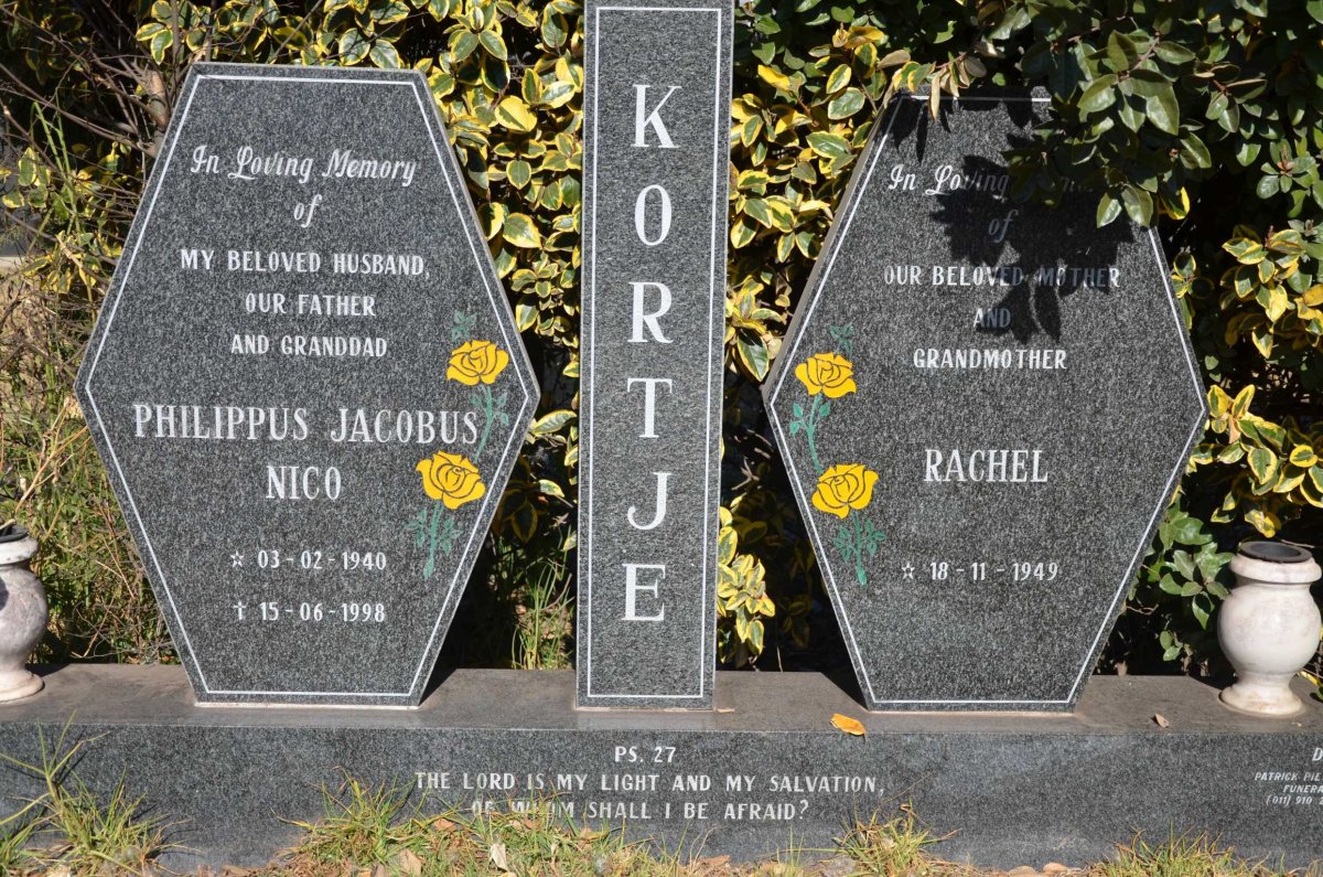 KORTJE Philippus Jacobus Nico 1940-1998 &amp; Rachel 1949-