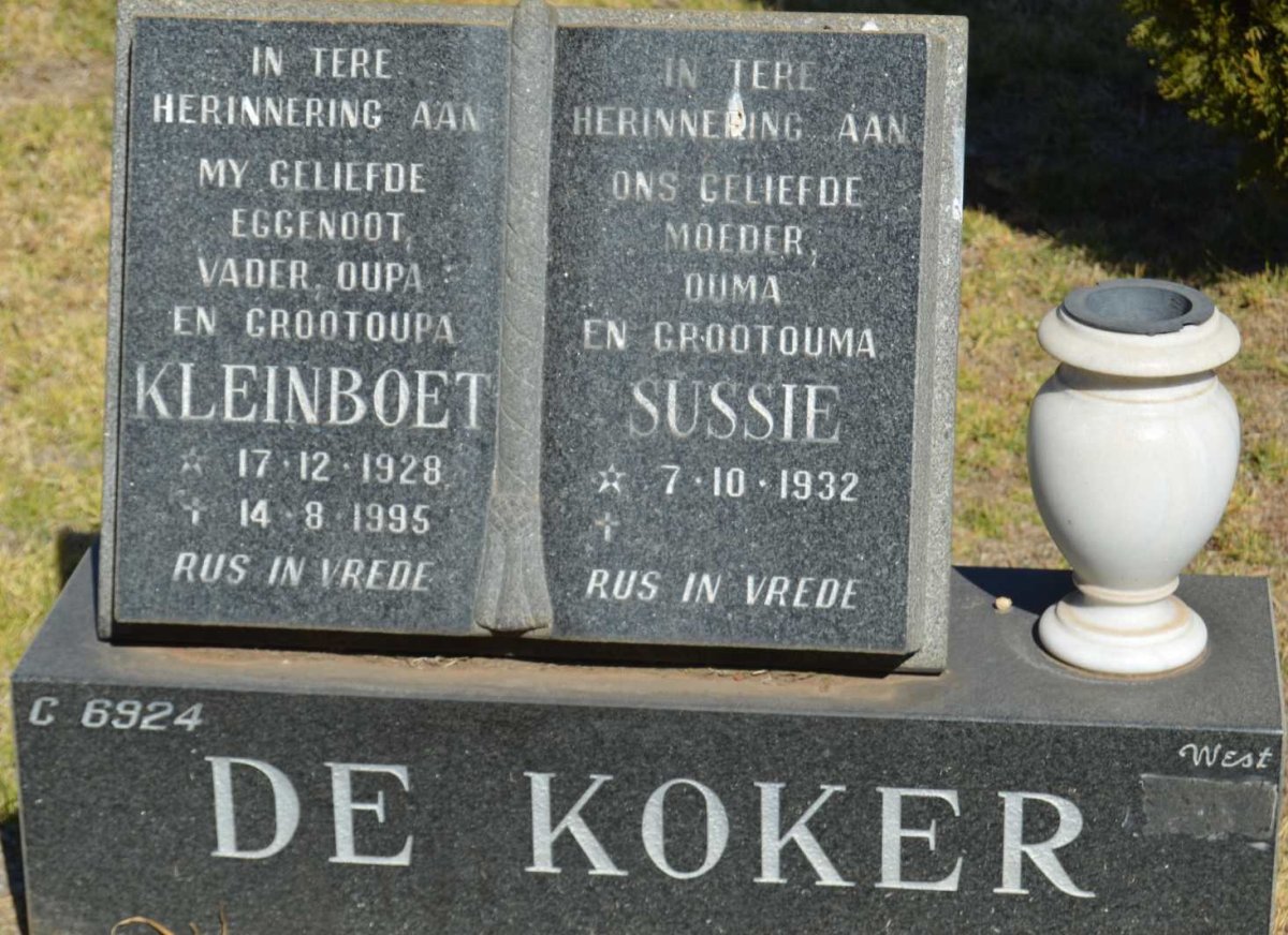 KOKER Kleinboet, de 1928-1995 &amp; Sussie 1932-
