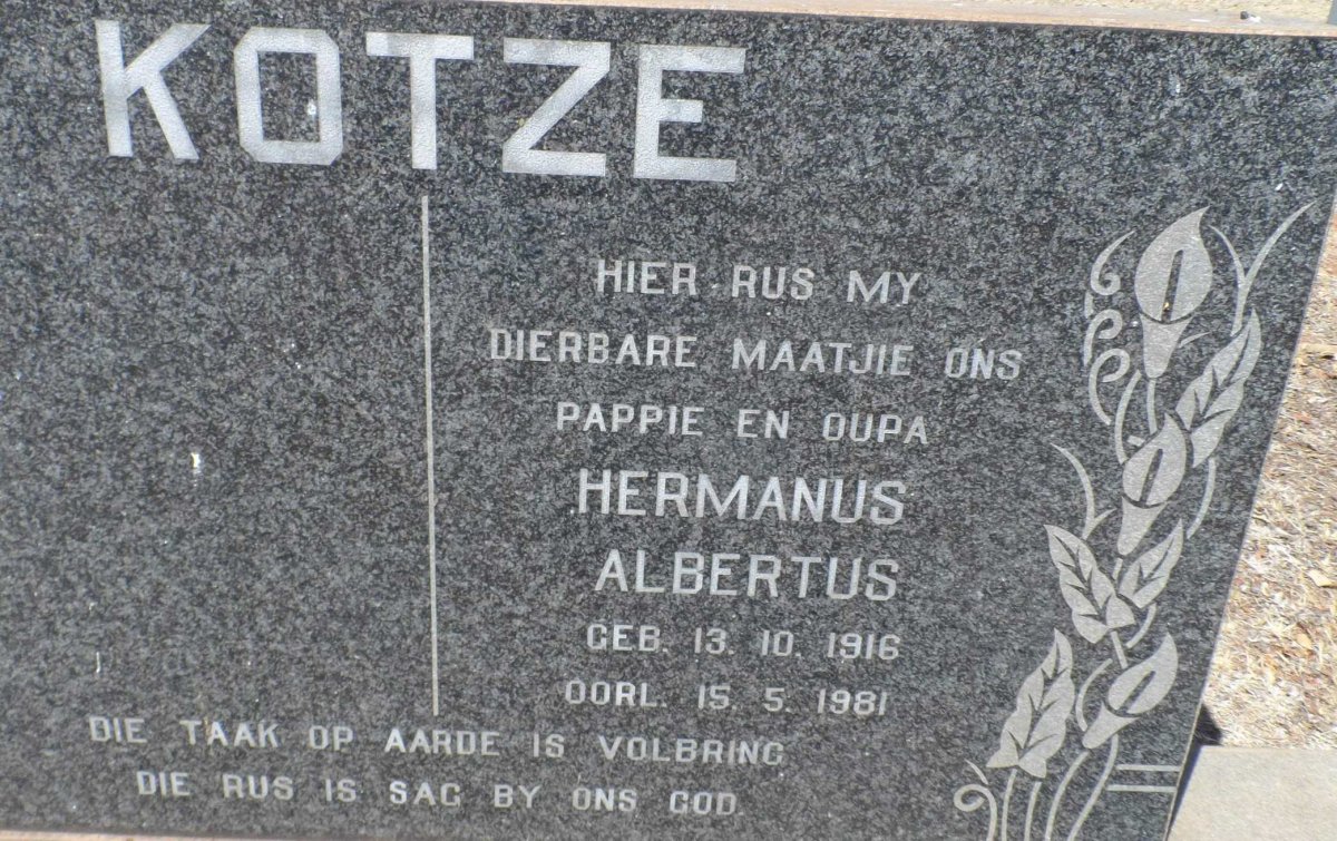 KOTZE Hermanus Albertus 1916-1981