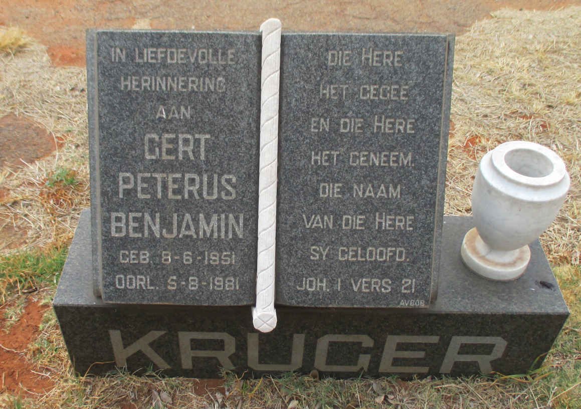 KRUGER Gert Peterus Benjamin 1951-1981