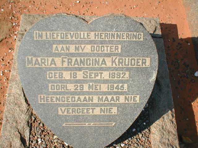 KRUGER Maria Francina 1892-1945