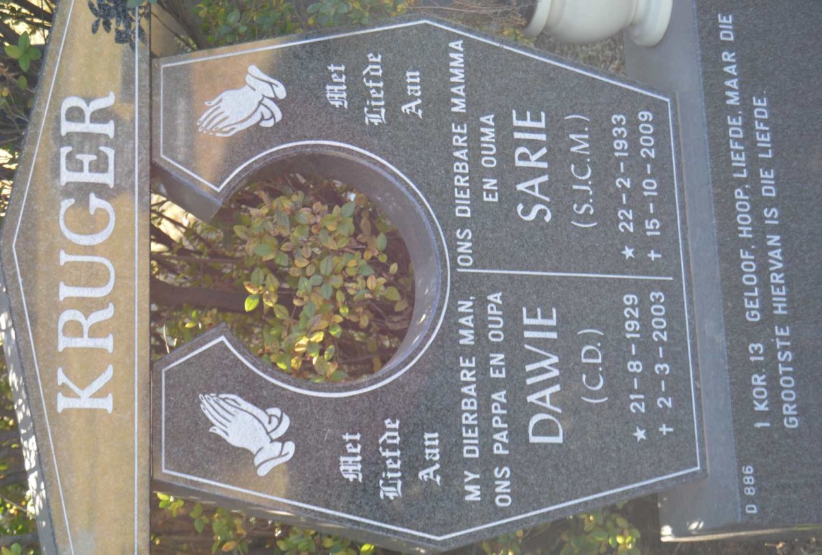 KRUGER C.D. 1929-2003 &amp; S.J.C.M. 1933-2009