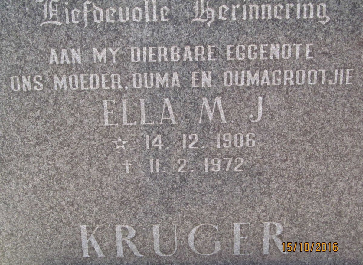 KRUGER Ella M.J. 1906-1972