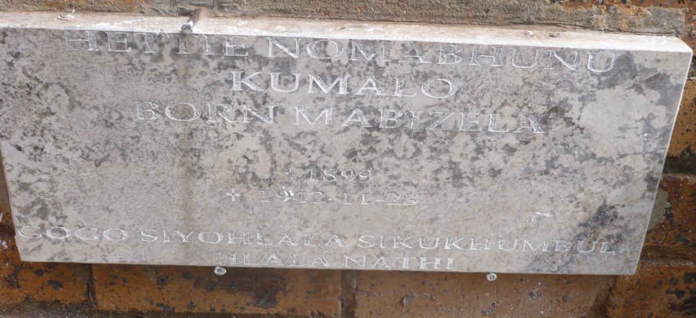 KUMALO Hettie Nomabhunu nee MABIZELA 1899-1942