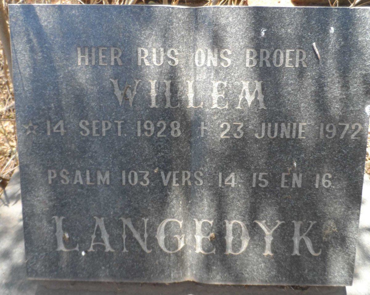LANGEDYK Willem 1928-1872
