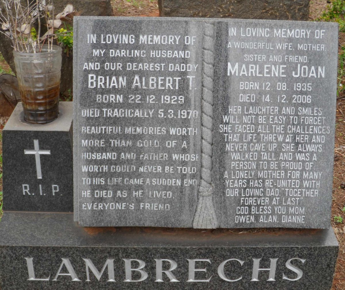 LAMBRECHS Brian Albert T. 1929-1970 &amp; Marlene Joan 1935-2006