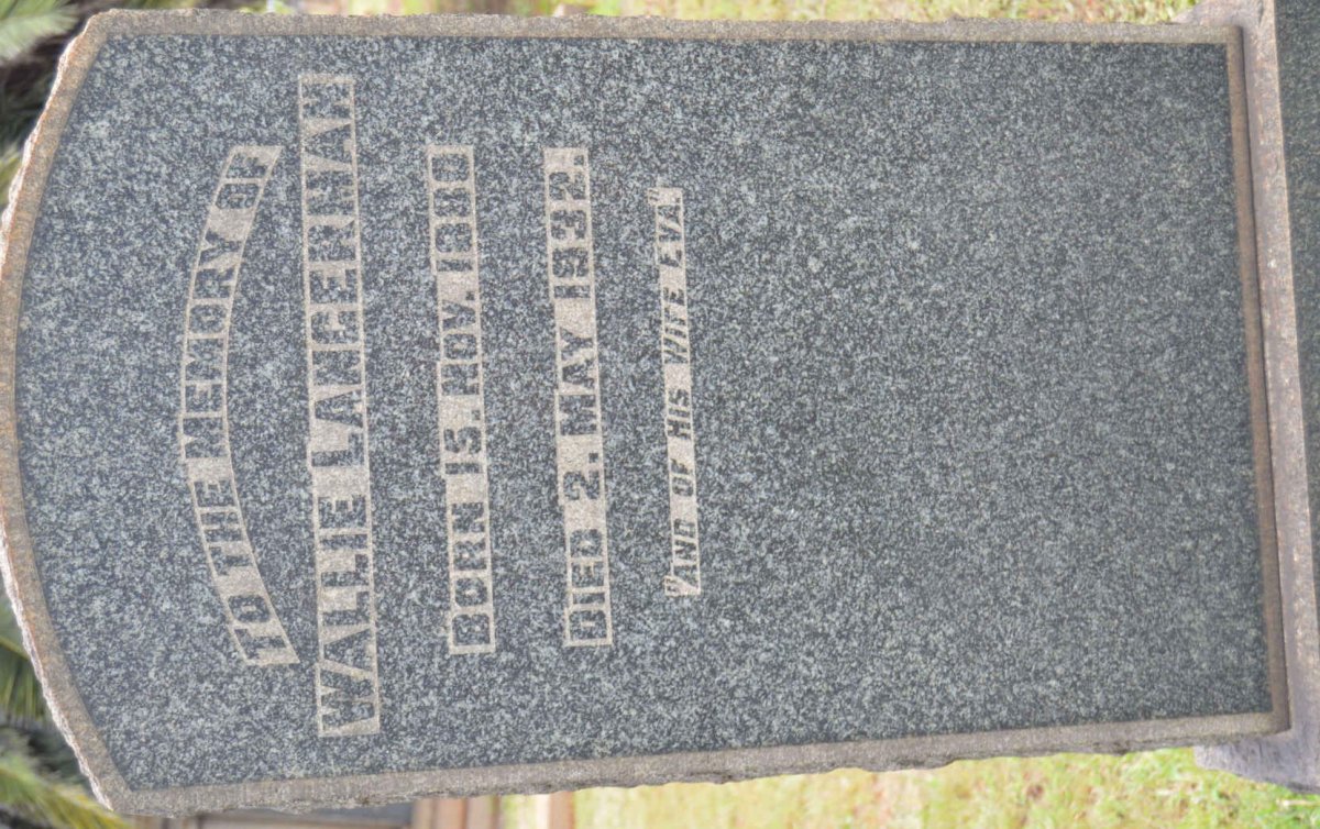 LANGERMAN Wallie 1880-1932 &amp; Eva ?