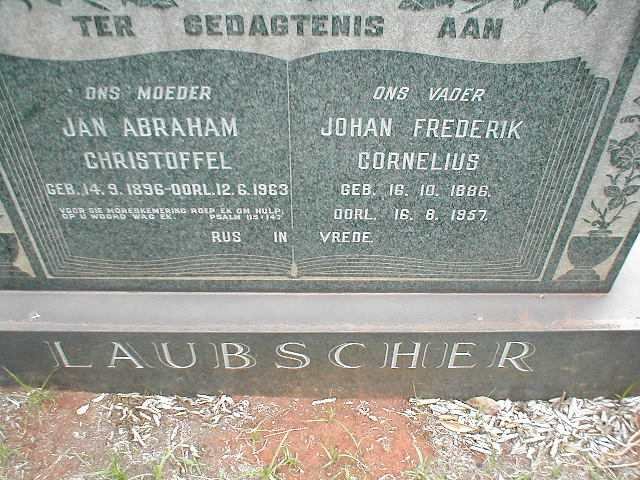 LAUBSCHER Johan Frederik Cornelius 1886-1957 &amp; Jan Abraham Christoffel 1896-1963