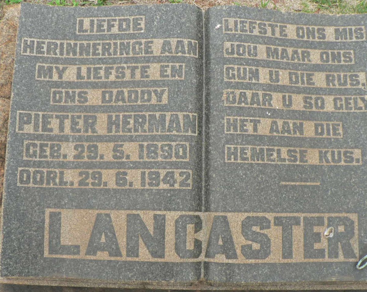 LANCASTER Pieter Herman 1890-1942
