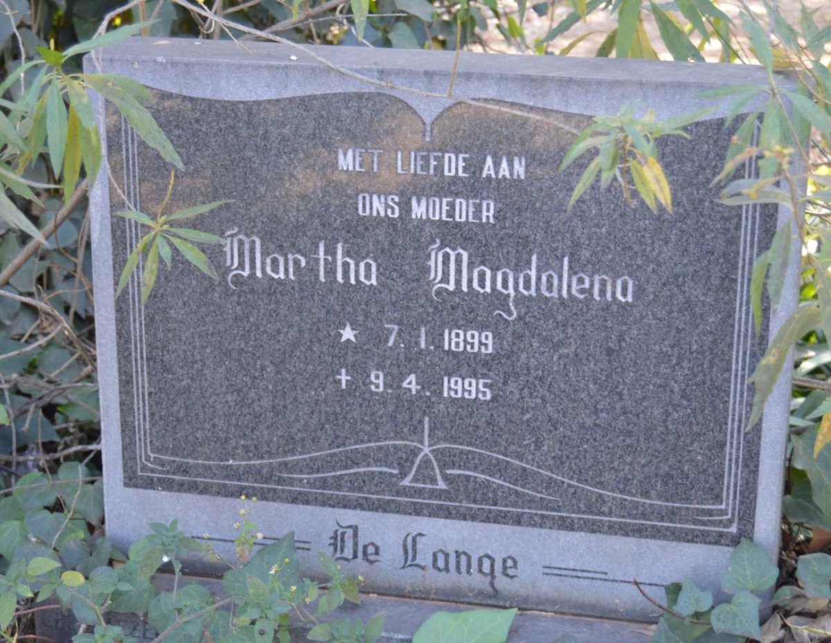 LANGE Martha Magdalena, de 1899-1995
