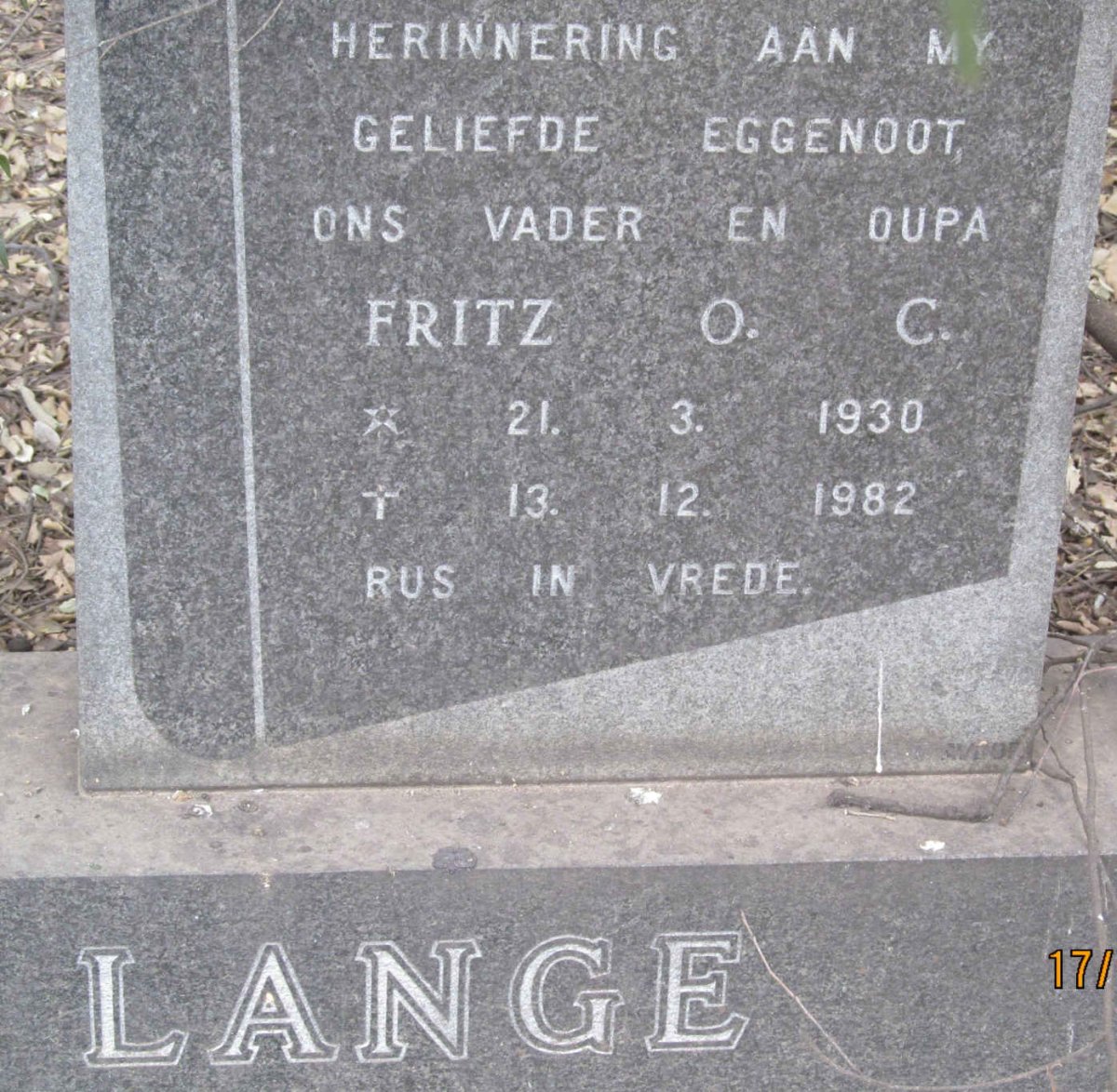 LANGE Fritz O.C. 1930-1982