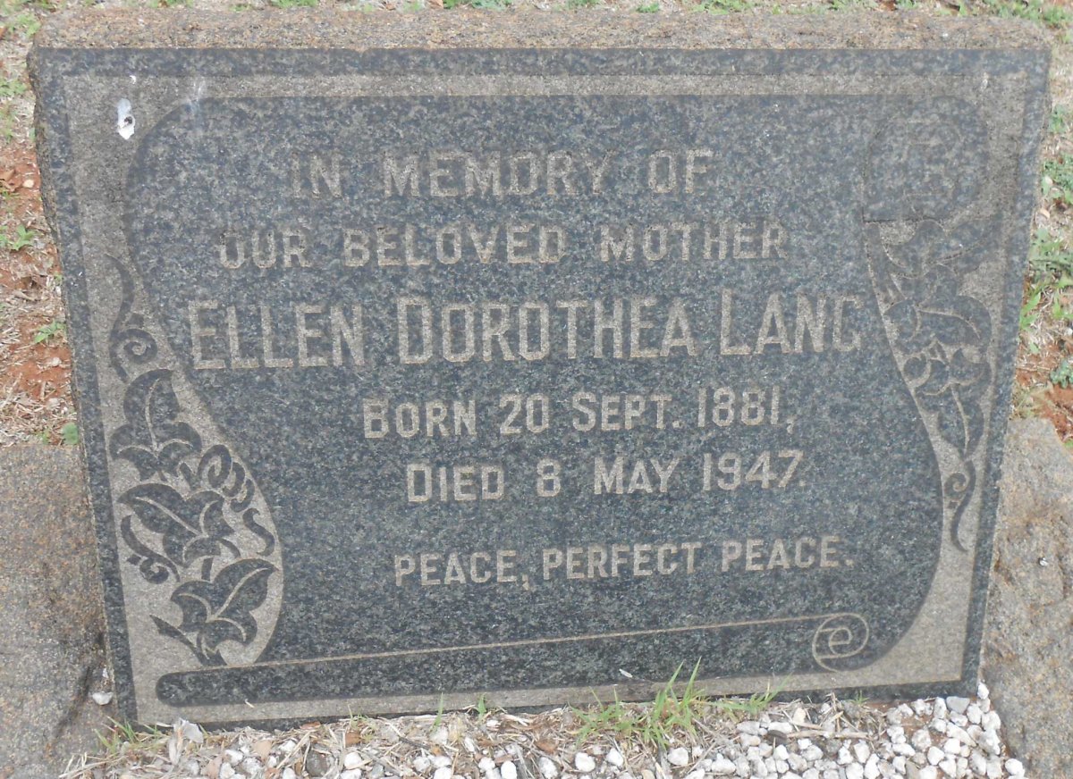 LANG Ellen Dorothea 1881-1947