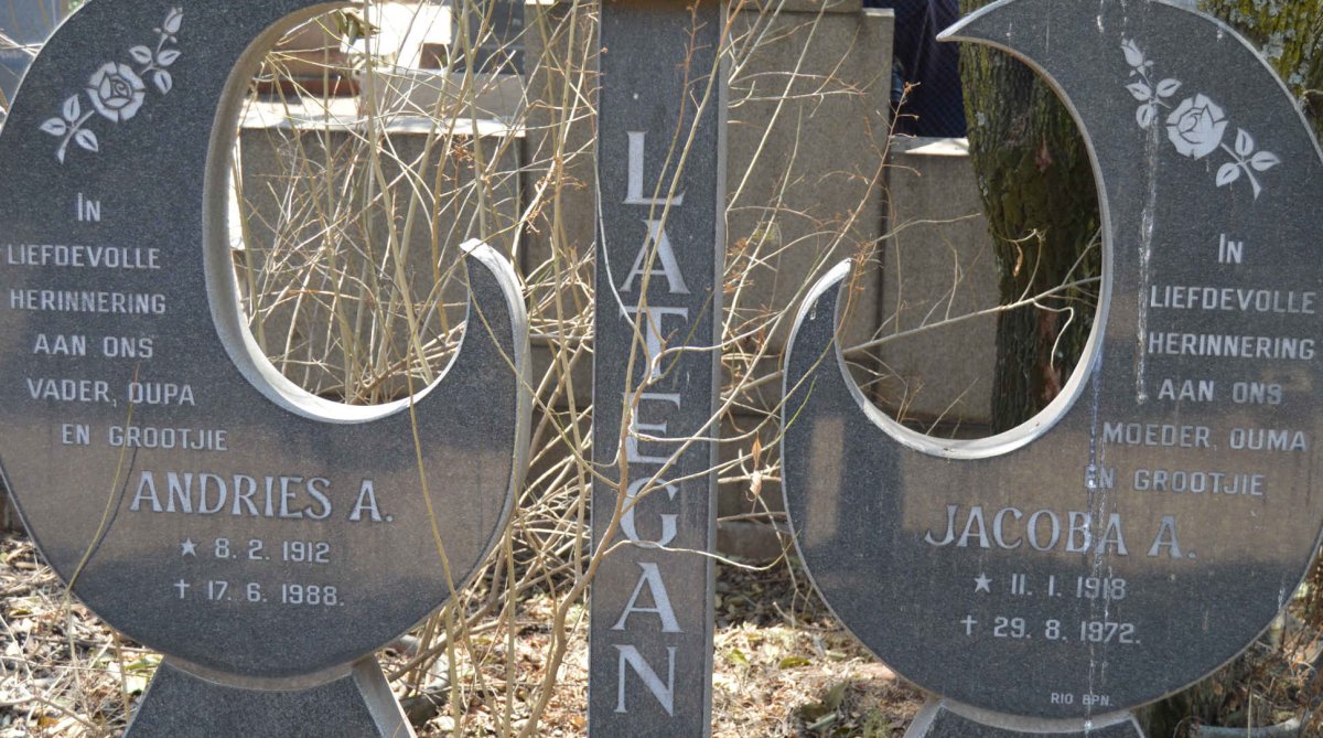 LATEGAN Andries A. 1912-1988 &amp; Jacoba A. 1918-1972