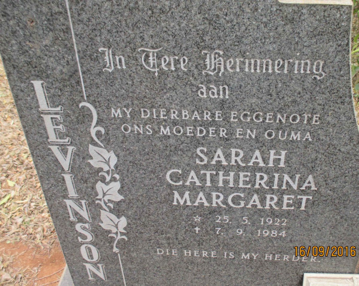 LEVINSON Sarah Catherina Margaret 1922-1984