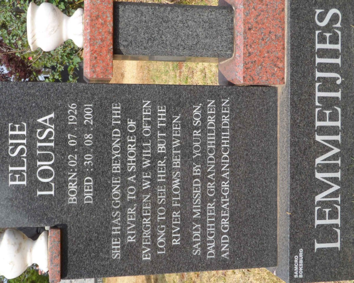 LEMMETJIES Elsie Louisa 1926-2001