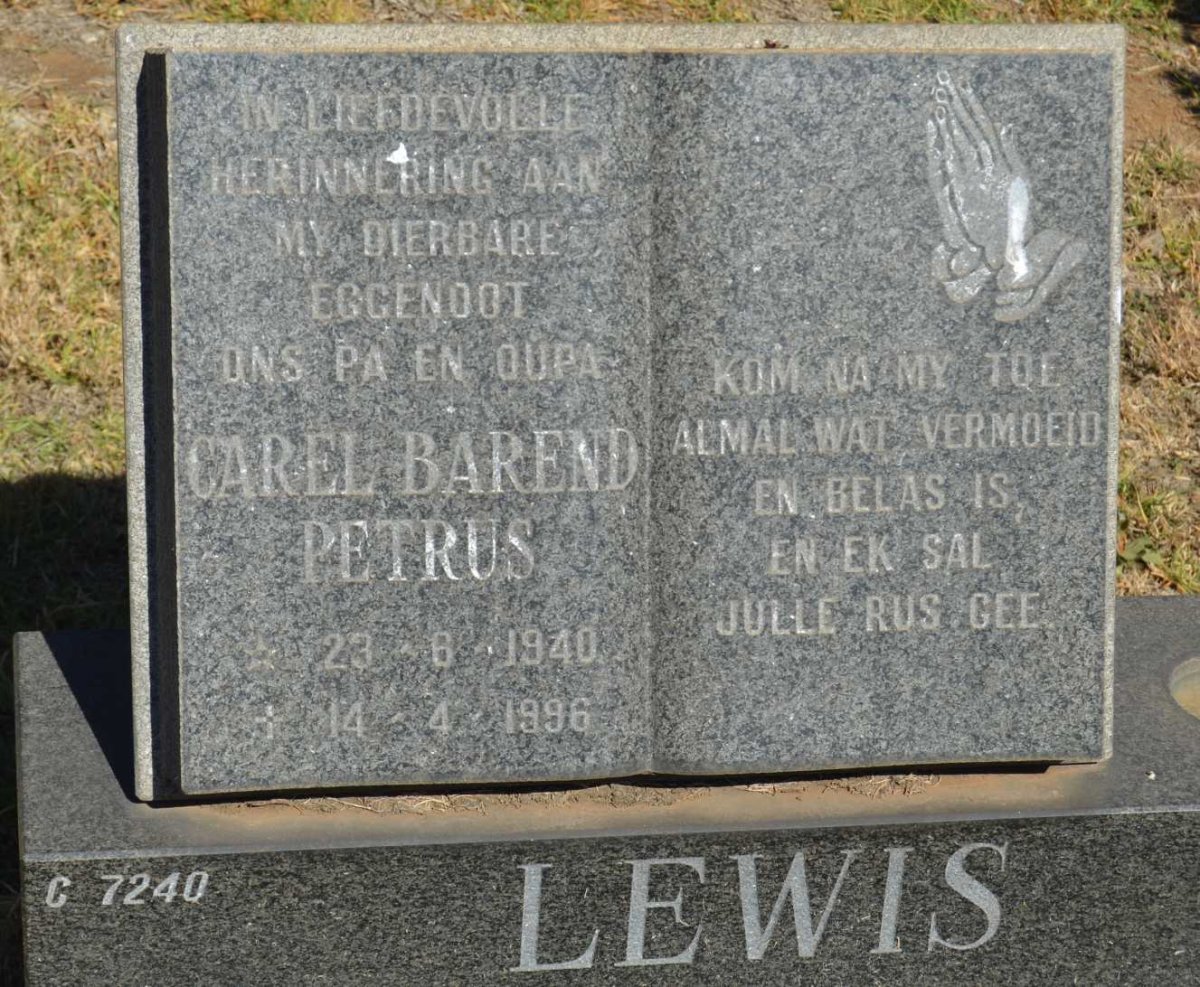LEWIS Carel Barend Petrus 1940-1996