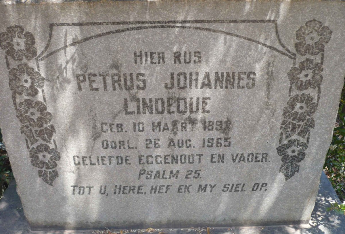 LINDEQUE Petrus Johannes 189?-1965