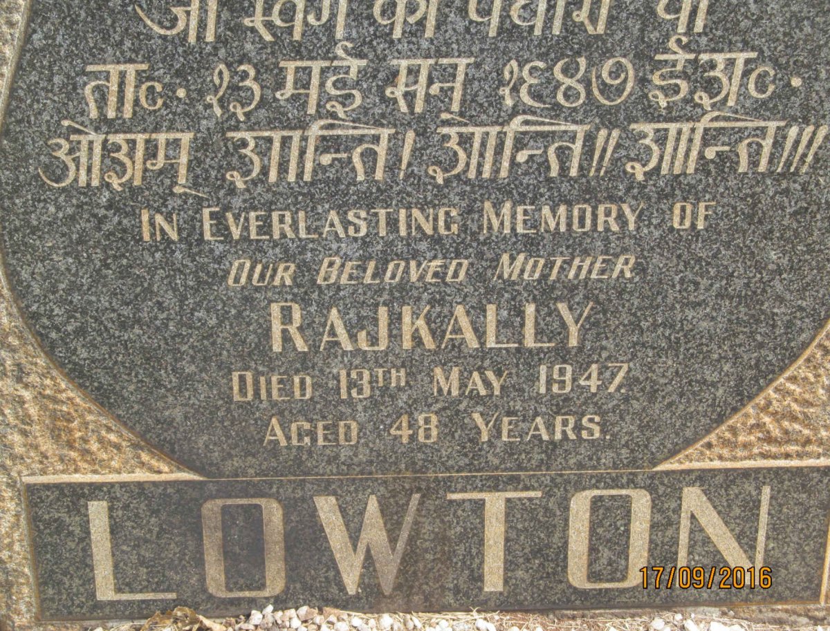 LOWTON Rajkally -1947