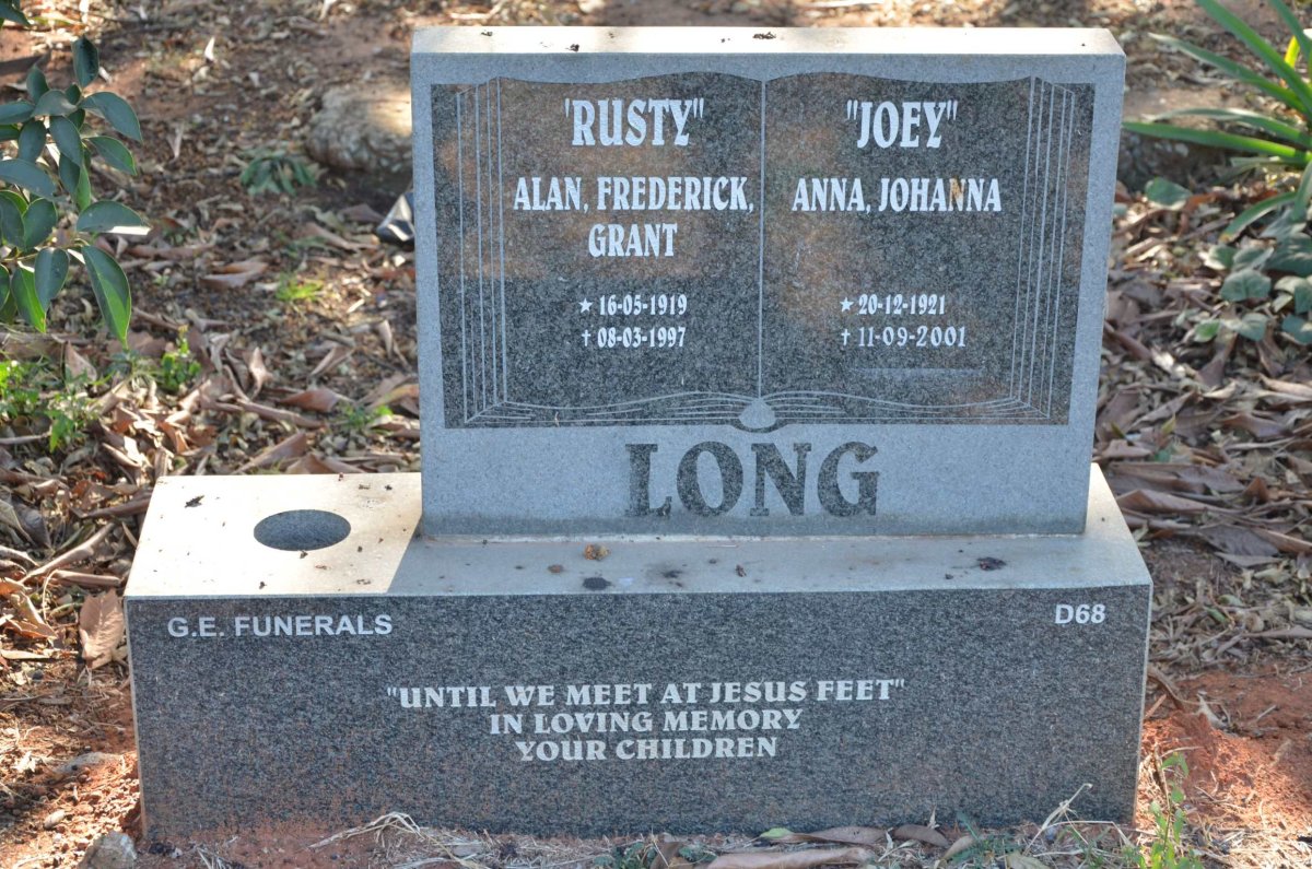 LONG Alan Frederick Grant 1919-1997 &amp; Anna Johanna 1921-2001