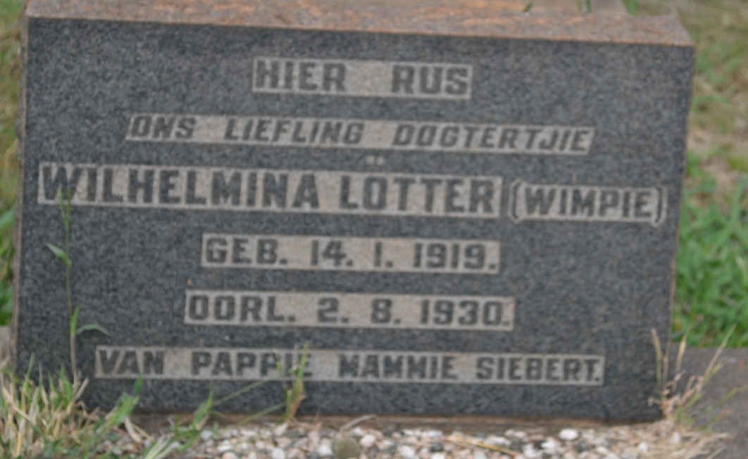 LOTTER Wilhelmina 1919-1930