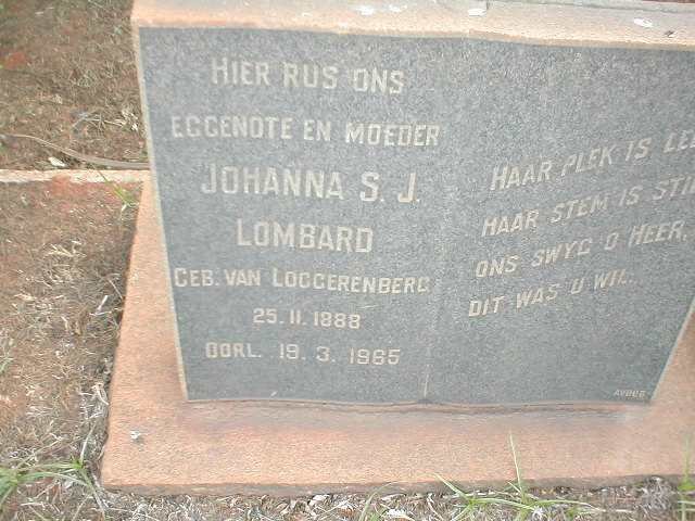 LOMBARD Johanna S.J. nee  VAN LOGGERENBERG 1888-1965