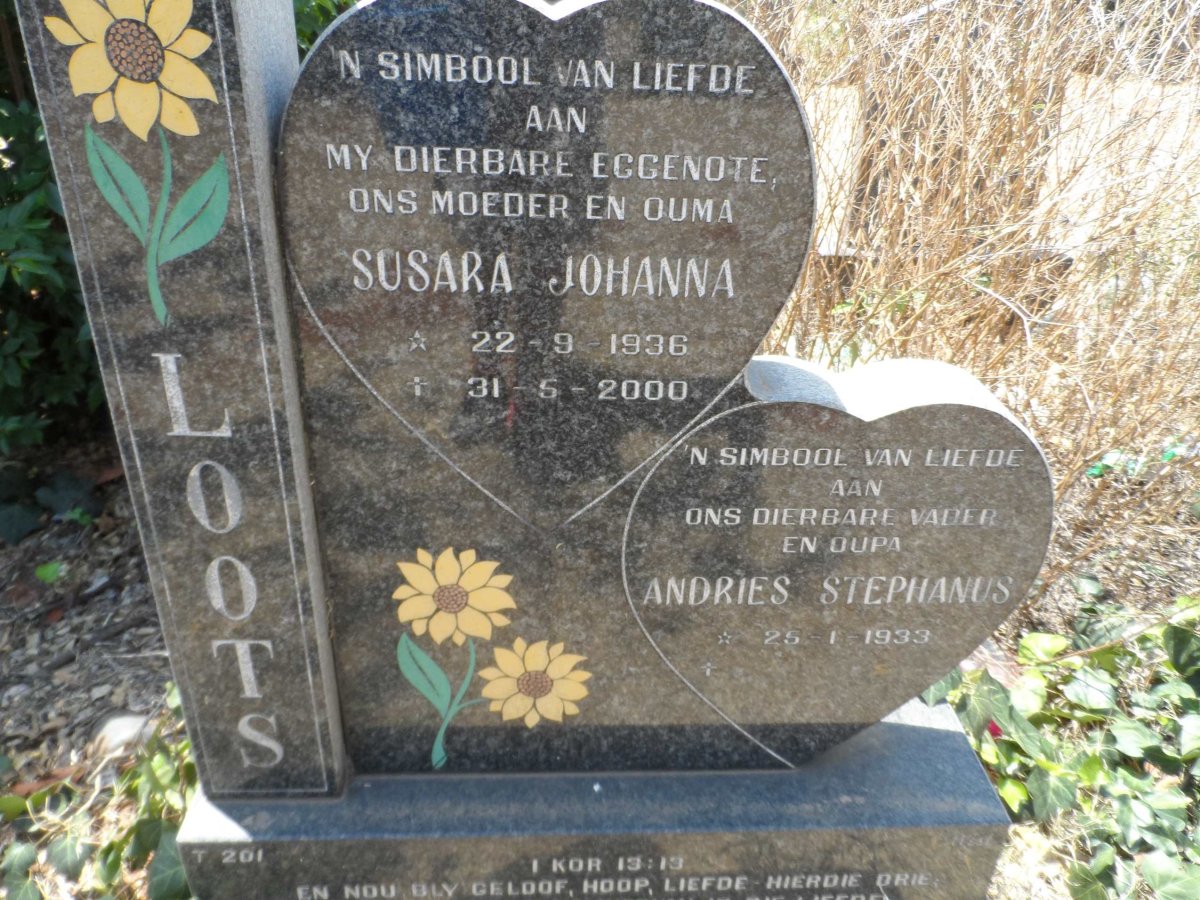LOOTS Andries Stephanus 1933- &amp; Susara Johanna 1936-2000