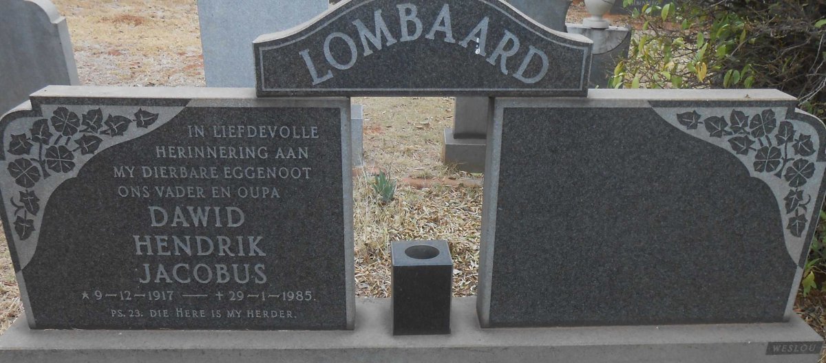 LOMBAARD Dawid Hendrik Jacobus 1917-1985