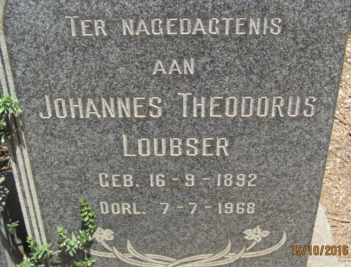 LOUBSER Johannes Theodorus 1892-1968