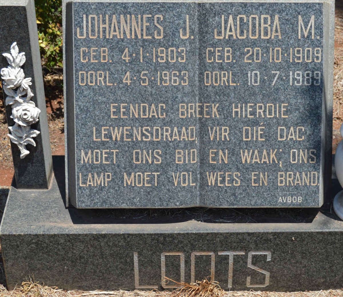 LOOTS Johannes J. 1903-1963 &amp; Jacoba M. 1909-1989