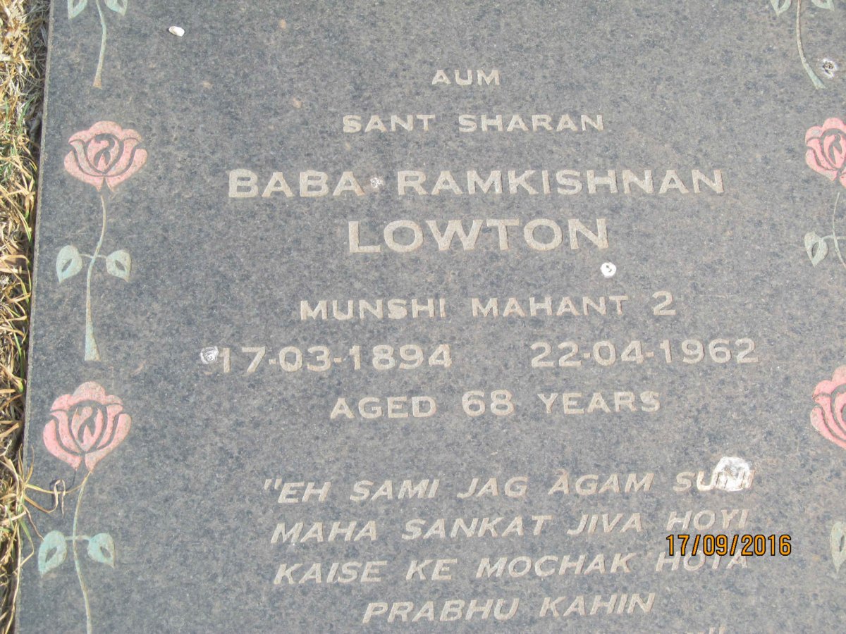 LOWTON Baba Ramkishnan 1894-1962